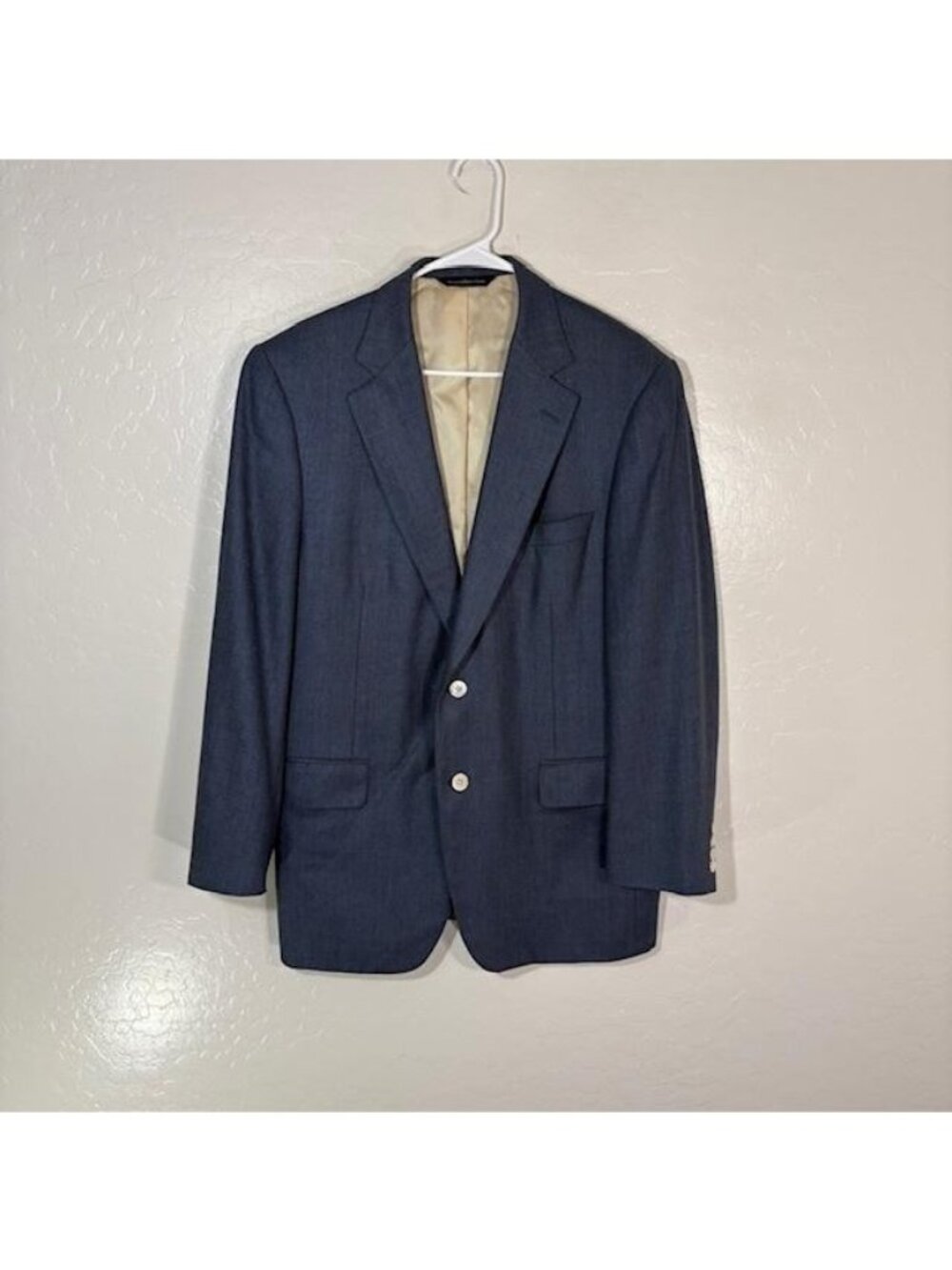 Samuelsohn Blazer Mens Large Blue Silk Wool Sport Coat Bullock & Jones Jacket